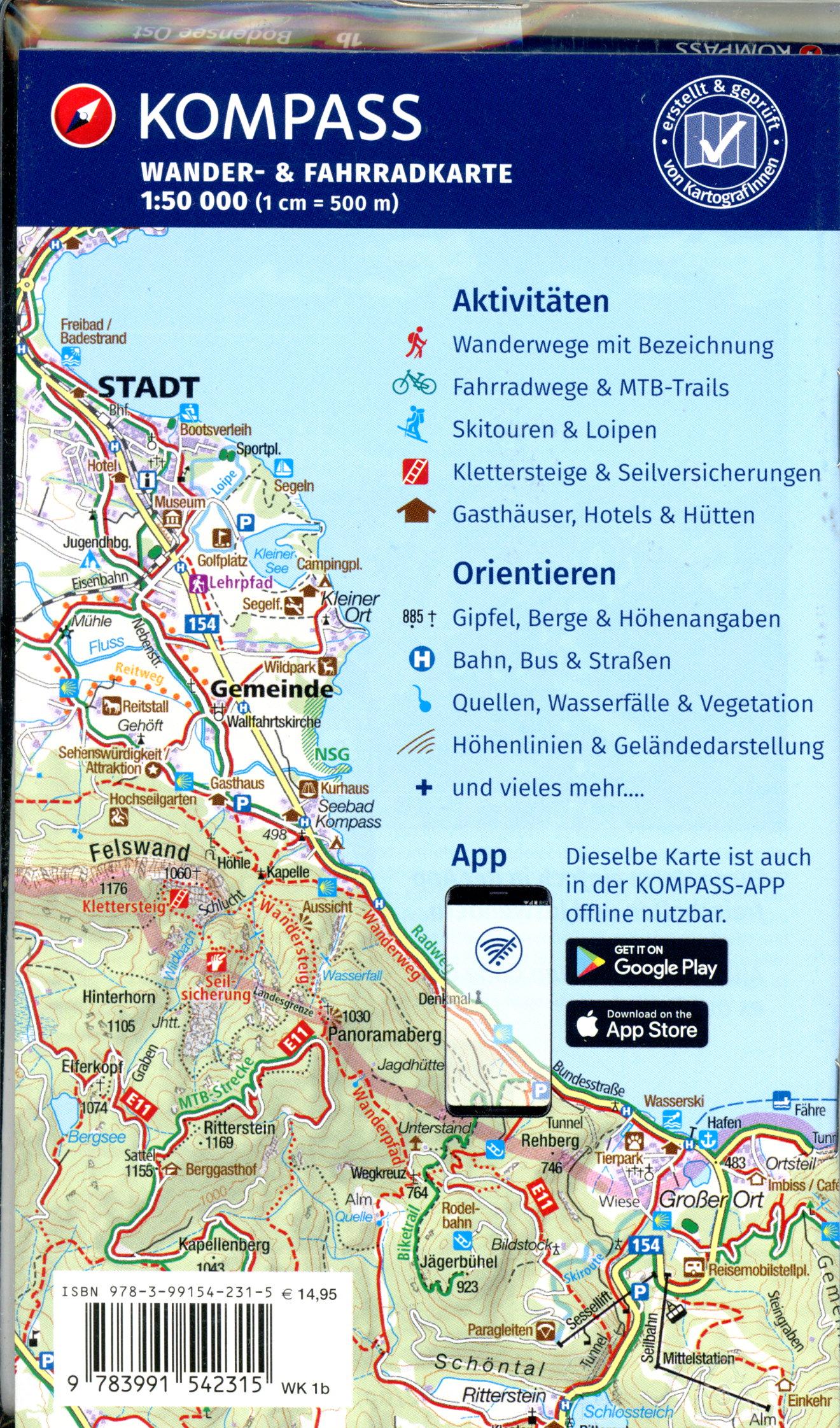 KOMPASS Wanderkarte 1b Bodensee Ost 1:50.000