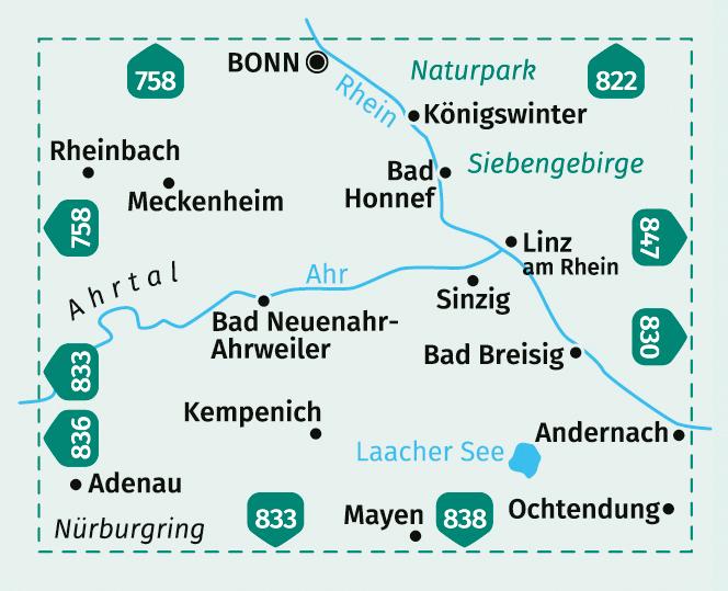 KOMPASS Wanderkarte 820 Bonn, Ahrtal 1:50.000