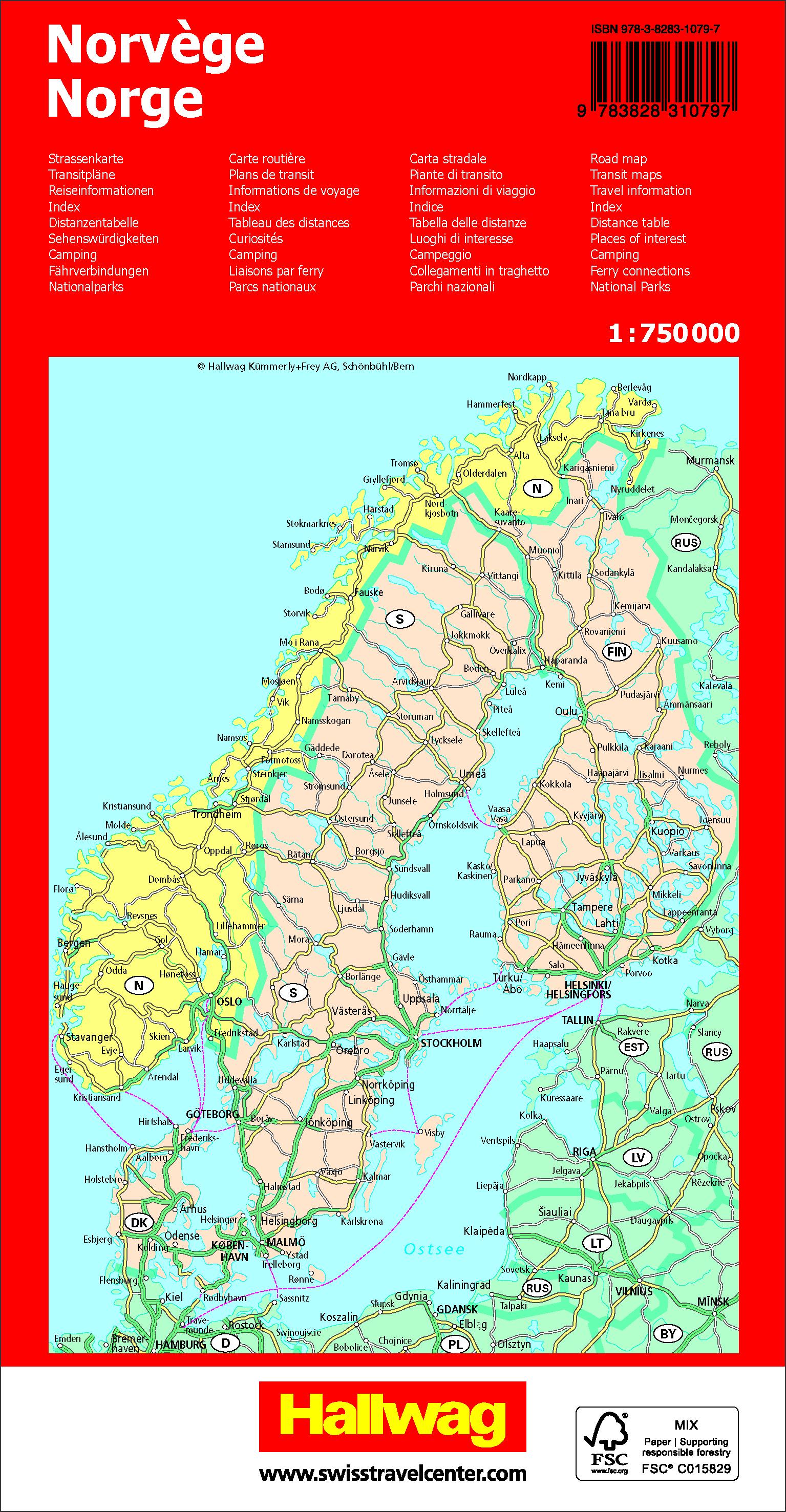 Hallwag Strassenkarte Norwegen 1:750.000