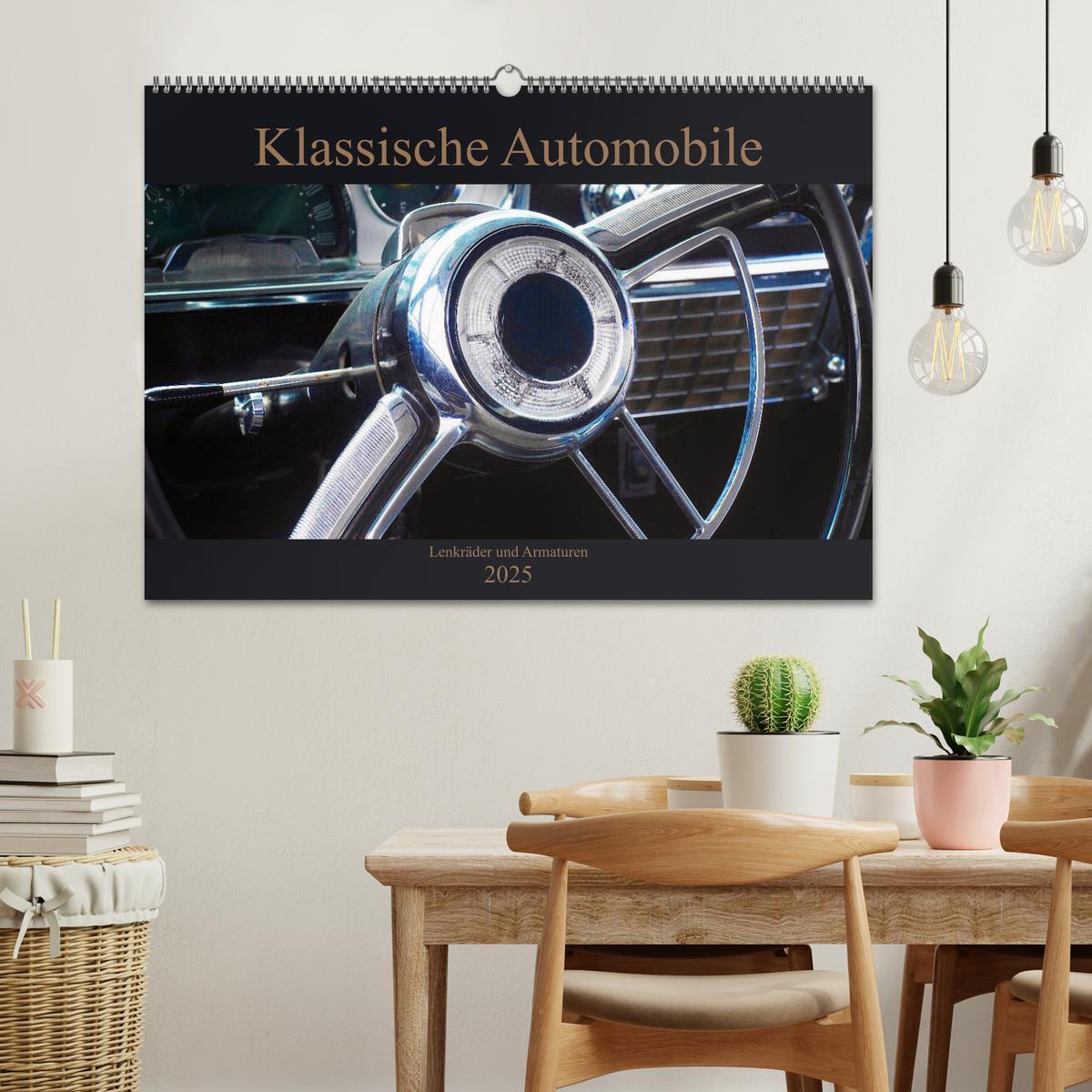 Klassische Automobile - Lenkräder und Armaturen (Wandkalender 2025 DIN A2 quer), CALVENDO Monatskalender