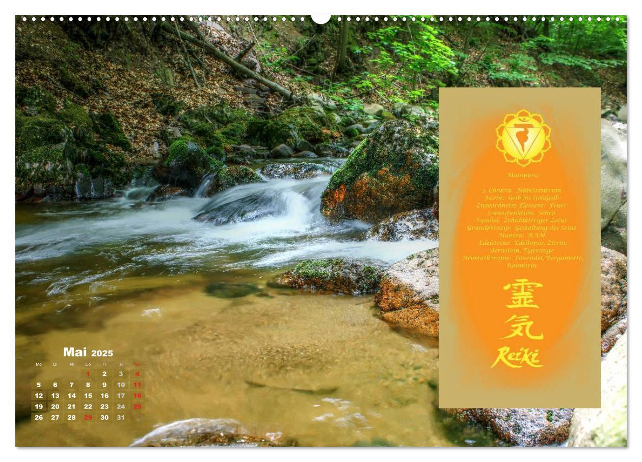 REIKI - Chakrameditation (hochwertiger Premium Wandkalender 2025 DIN A2 quer), Kunstdruck in Hochglanz