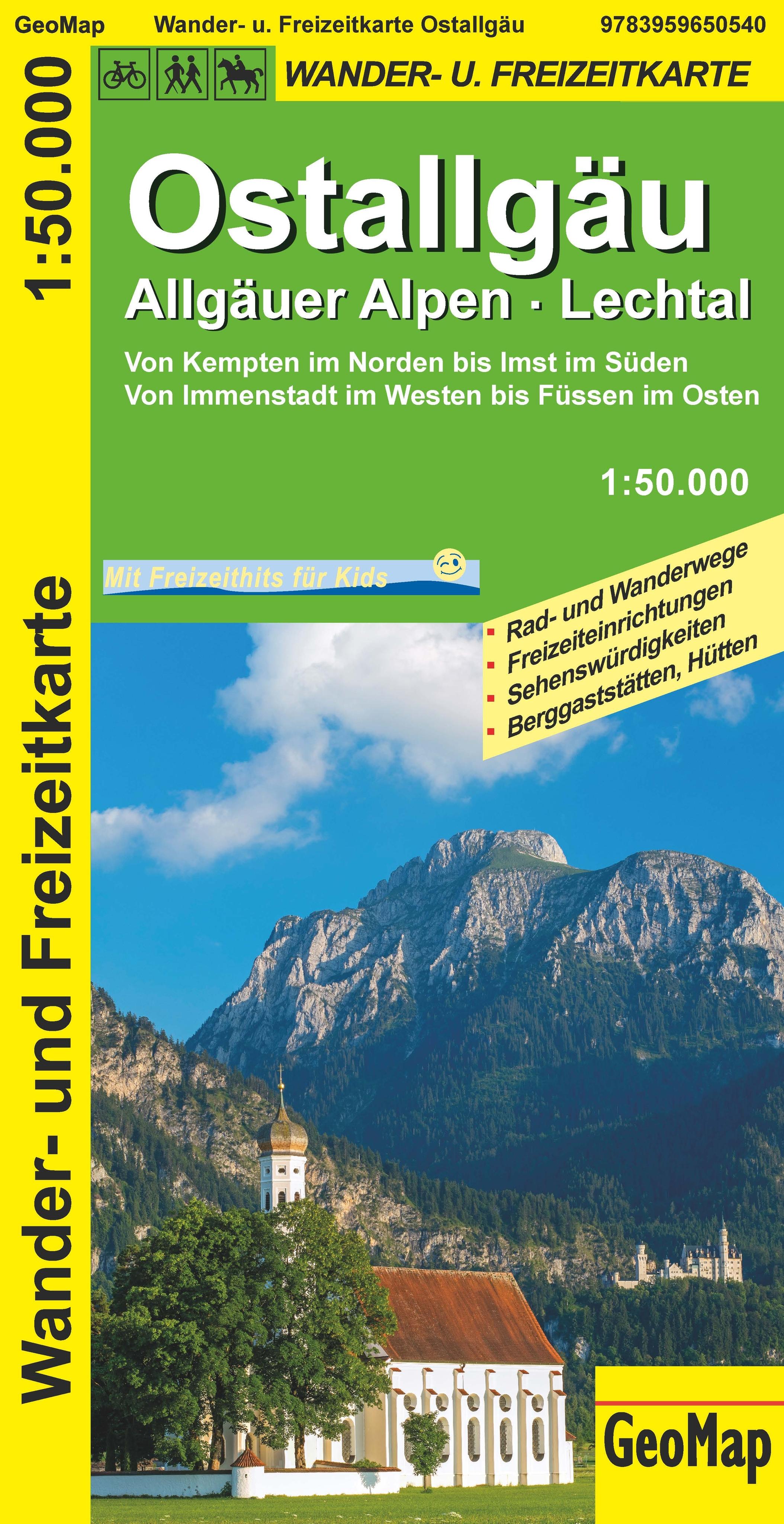 Ostallgäu, Allgäuer Alpen, Lechtal Wander- und Freizeitkarte