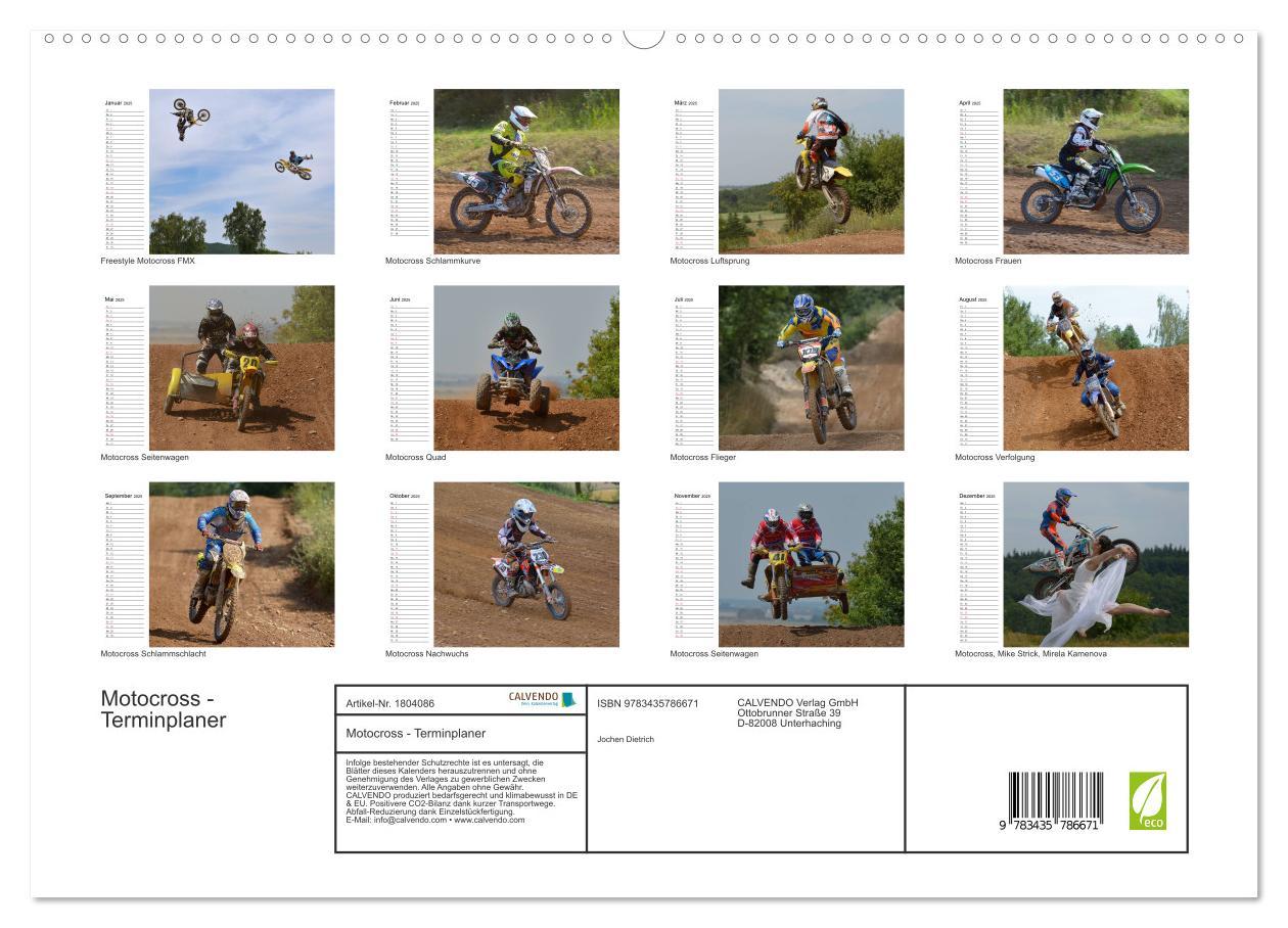 Motocross - Terminplaner (hochwertiger Premium Wandkalender 2025 DIN A2 quer), Kunstdruck in Hochglanz