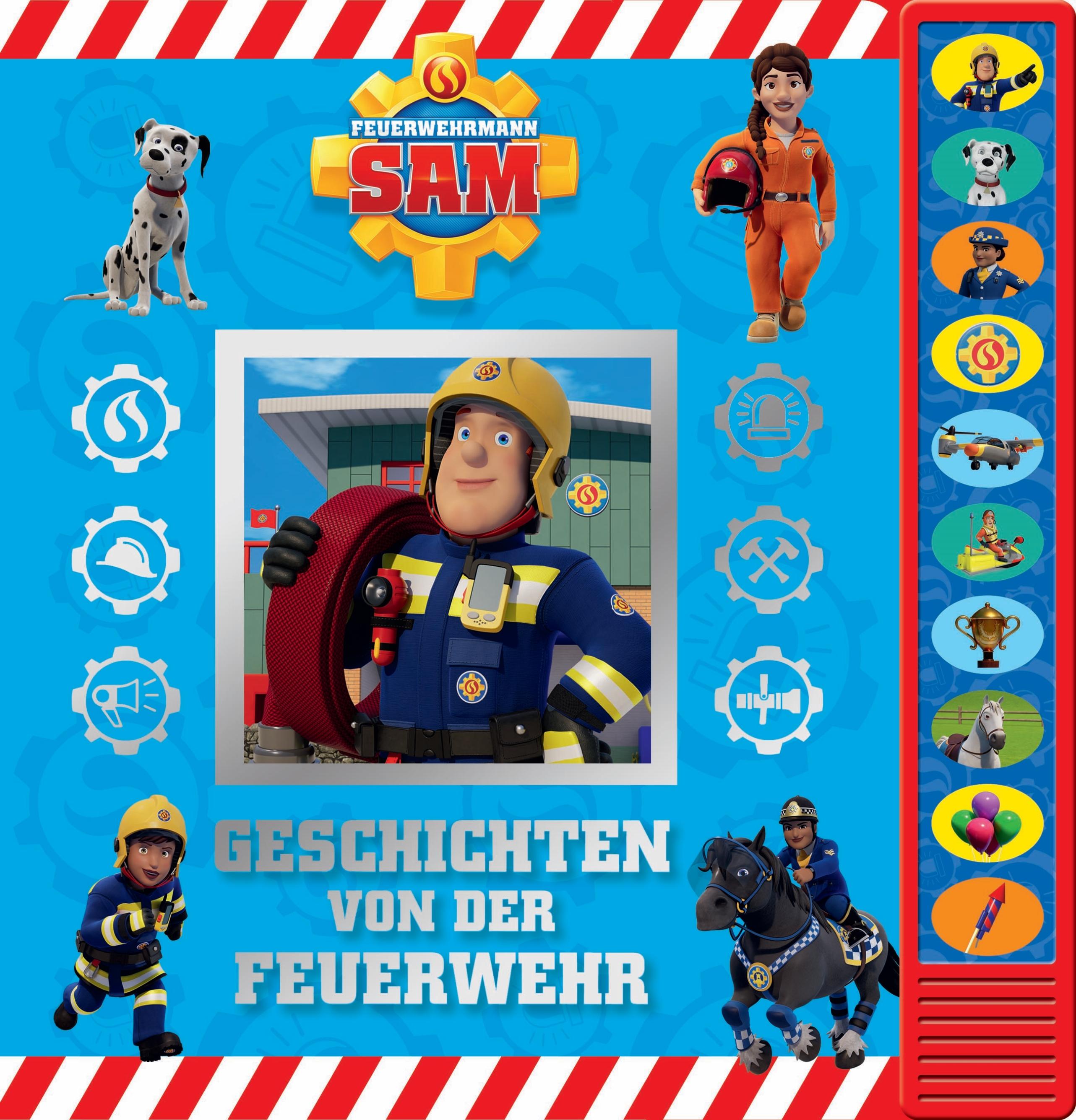 Feuerwehrmann Sam - Geschichten von der Feuerwehr - Pappbilderbuch zum Vorlesen - Soundbuch mit 10 fröhlichen Geräuschen