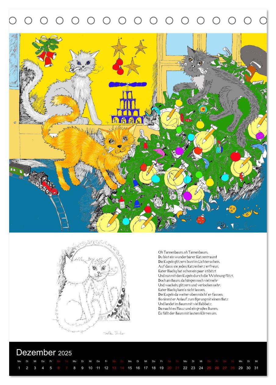 13mal Katzenleben (Tischkalender 2025 DIN A5 hoch), CALVENDO Monatskalender