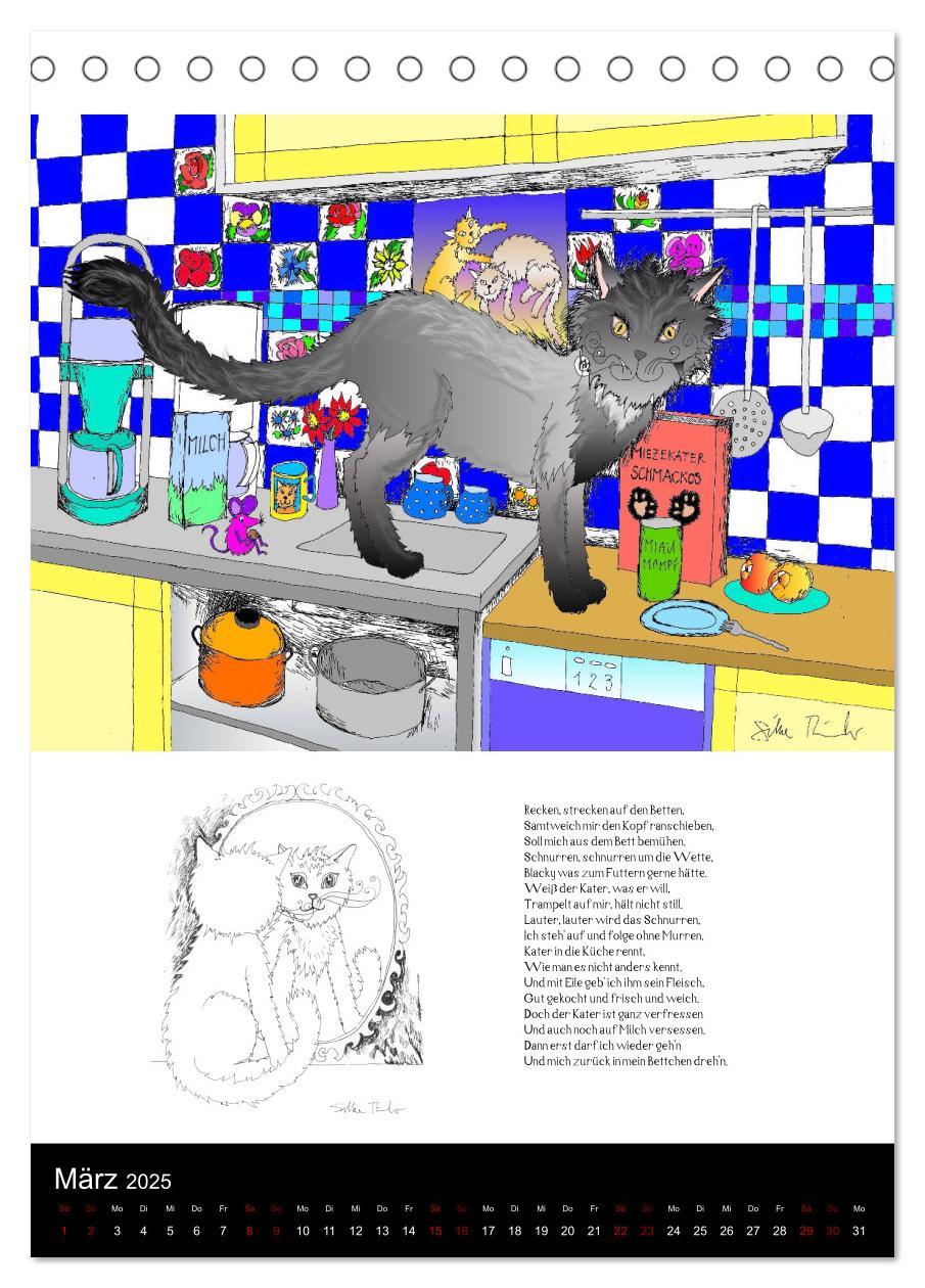 13mal Katzenleben (Tischkalender 2025 DIN A5 hoch), CALVENDO Monatskalender