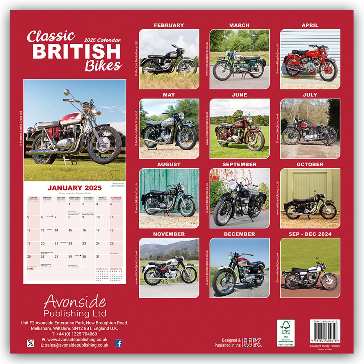 Classic British Motorbikes - Britische Motorrad-Oldtimer 2025 - 16-Monatskalender