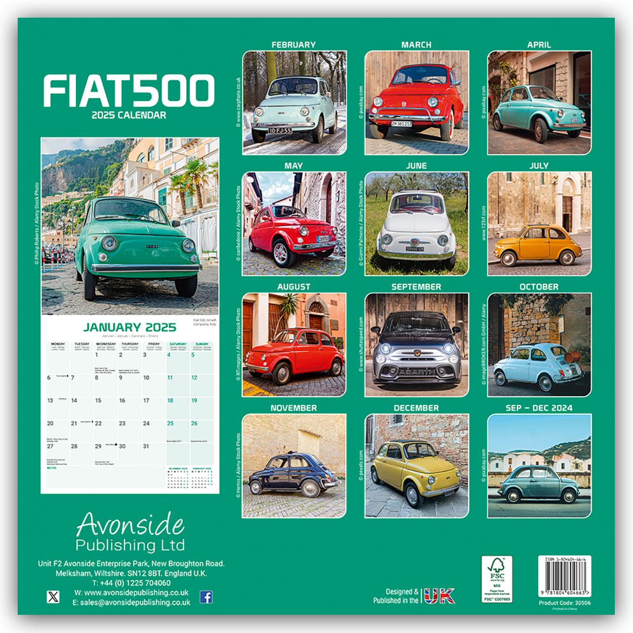 Fiat 500 2025 - 16-Monatskalender