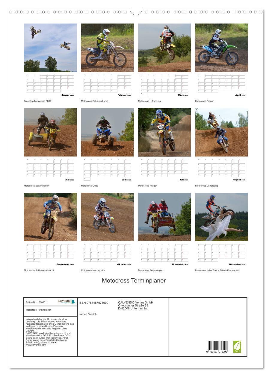 Motocross Terminplaner (Wandkalender 2025 DIN A2 hoch), CALVENDO Monatskalender