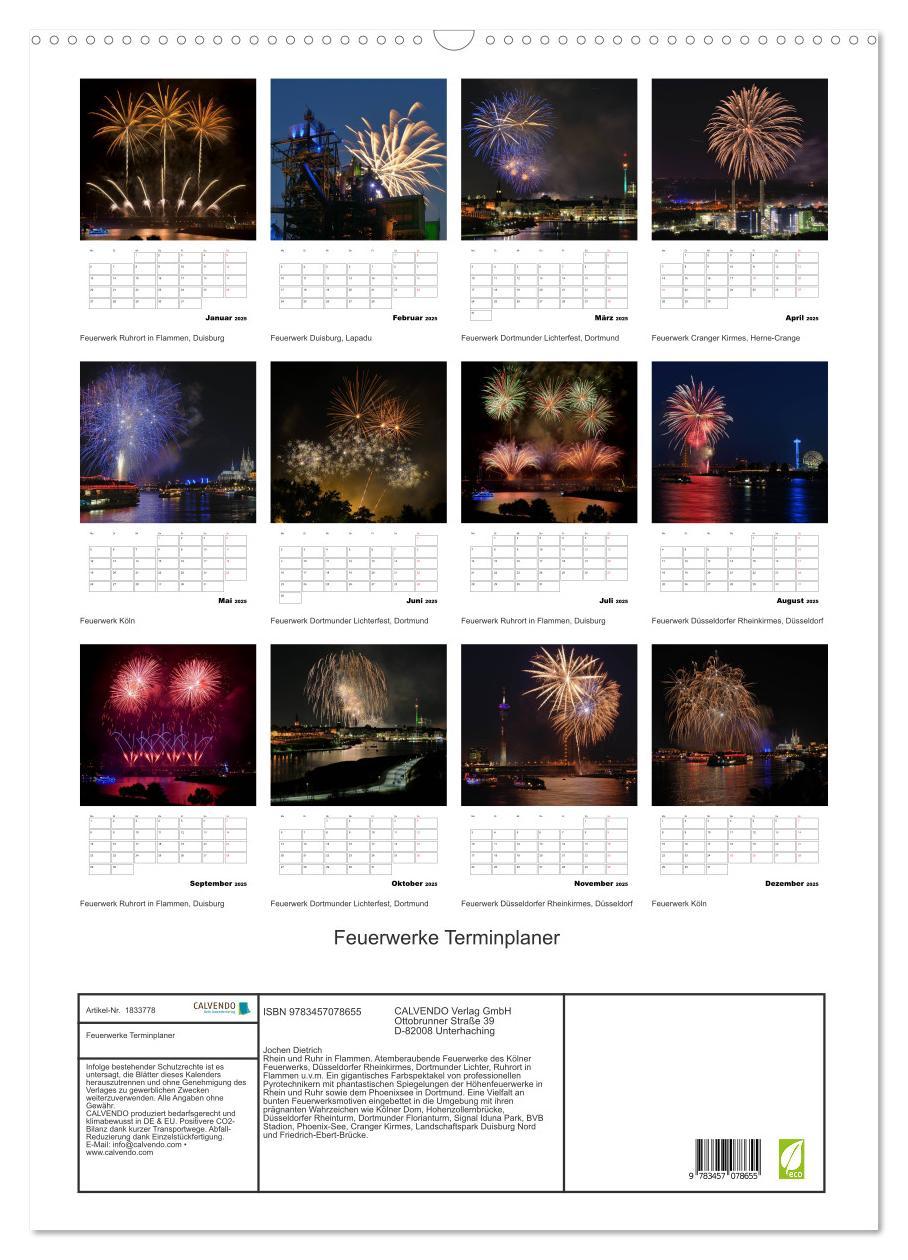 Feuerwerke Terminplaner (Wandkalender 2025 DIN A2 hoch), CALVENDO Monatskalender