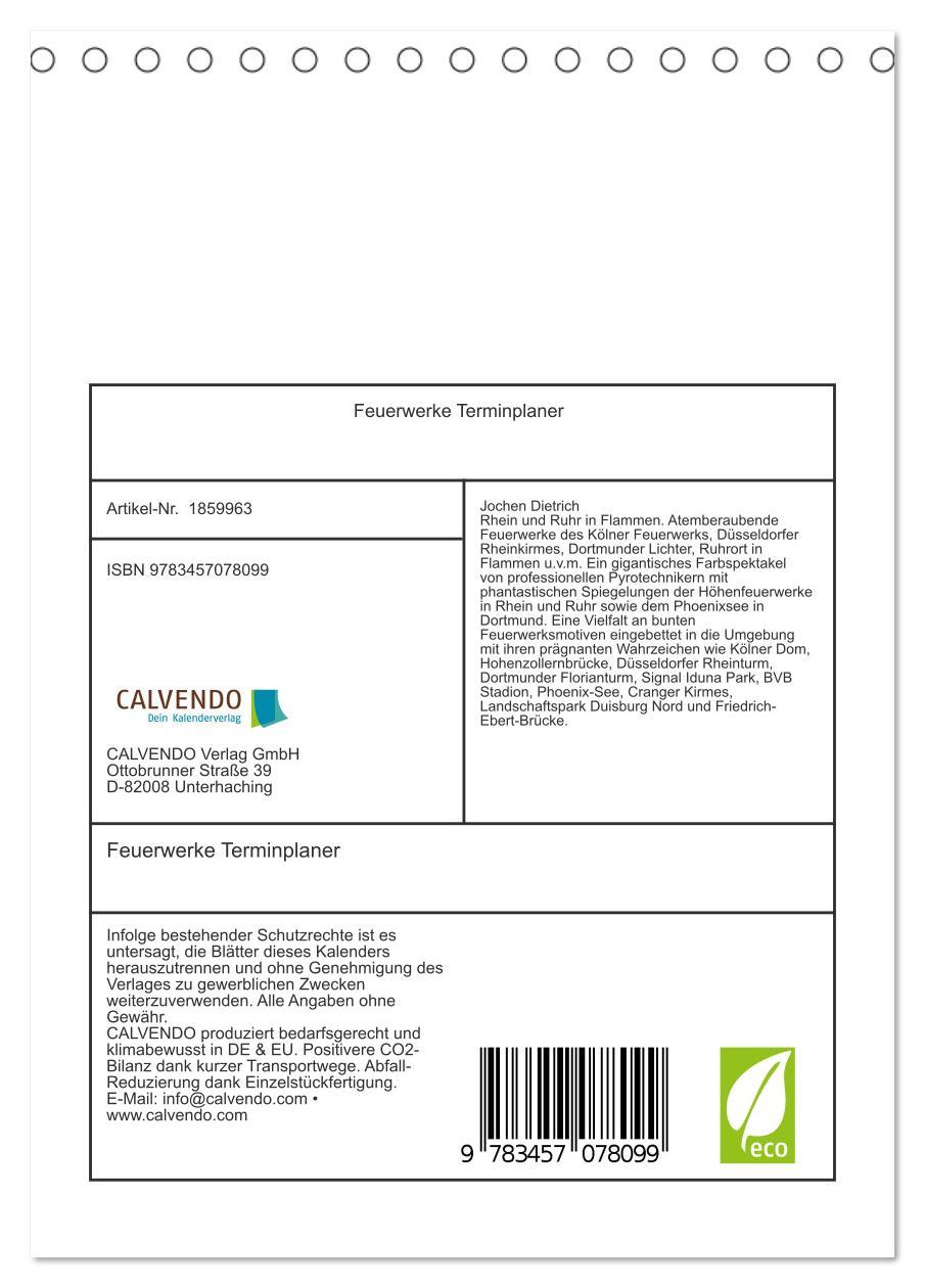 Feuerwerke Terminplaner (Tischkalender 2025 DIN A5 hoch), CALVENDO Monatskalender