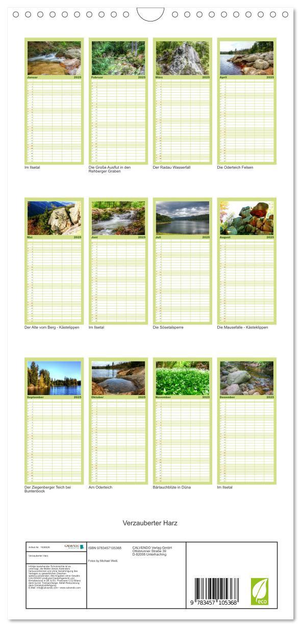 Familienplaner 2025 - Verzauberter Harz mit 5 Spalten (Wandkalender, 21 x 45 cm) CALVENDO