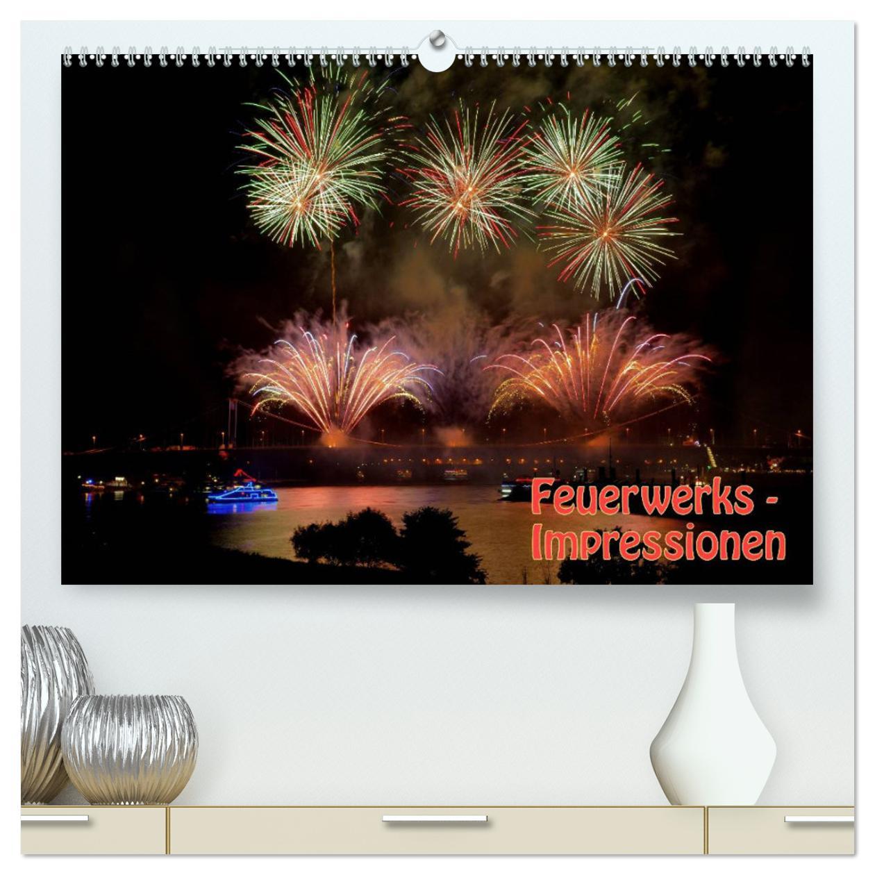 Feuerwerks - Impressionen (hochwertiger Premium Wandkalender 2025 DIN A2 quer), Kunstdruck in Hochglanz