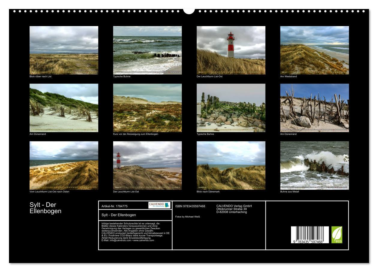 Sylt - Der Ellenbogen (hochwertiger Premium Wandkalender 2025 DIN A2 quer), Kunstdruck in Hochglanz