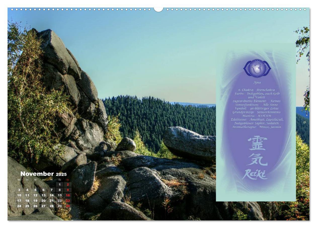 REIKI - Chakrameditation (Wandkalender 2025 DIN A2 quer), CALVENDO Monatskalender