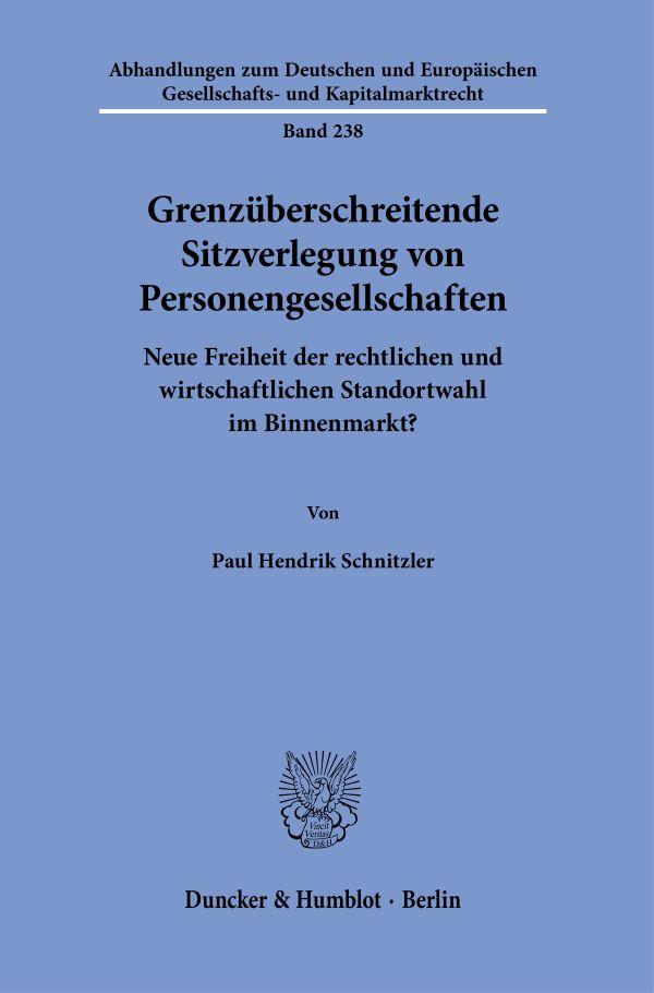 Grenzüberschreitende Sitzverlegung von Personengesellschaften