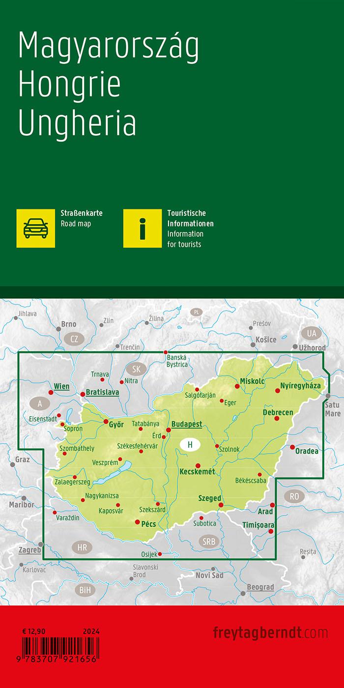 Ungarn, Straßenkarte 1:400.000, freytag & berndt