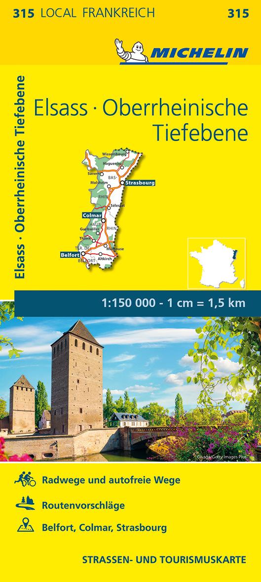 Michelin Localkarte Elsass Oberrheinische Tiefebene 1 : 150 000