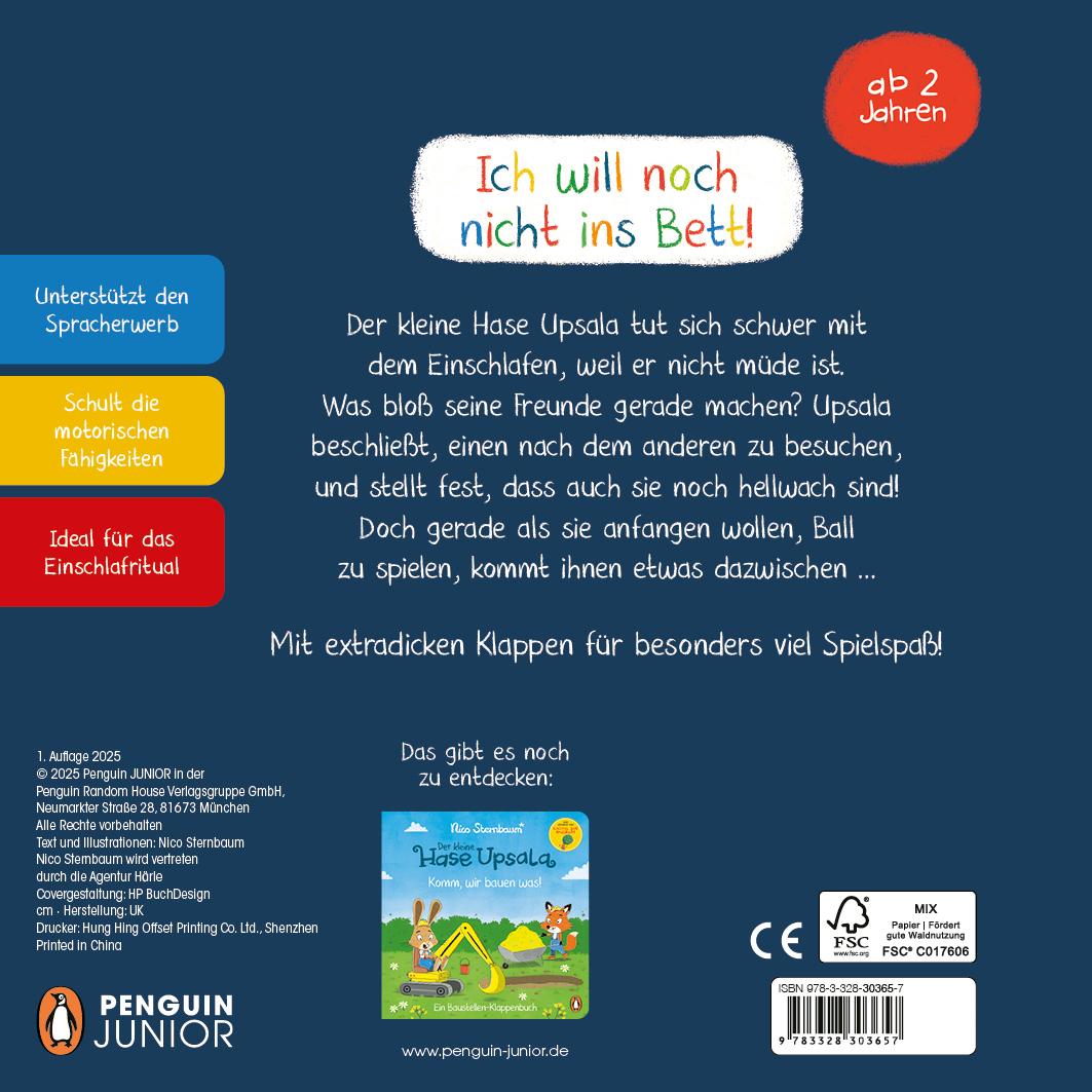 Der kleine Hase Upsala - Ich bin noch gar nicht müde - Ein Gute-Nacht-Klappenbuch