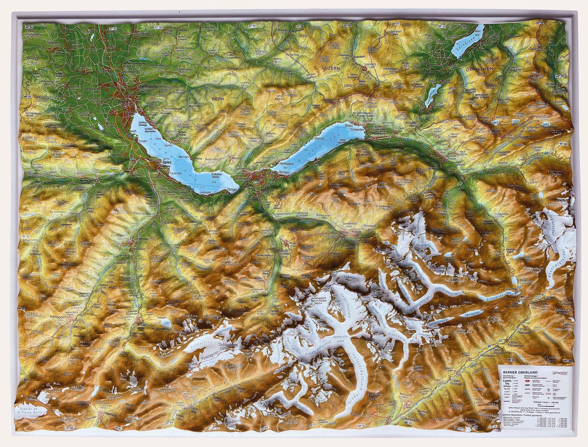 Relief Berner Oberland klein 1:200.000