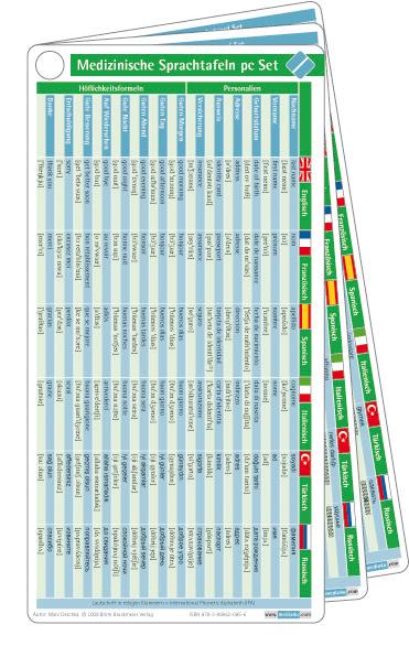 Medizinische Sprachtafeln pocketcard Set Internationaler Sprachführer Medizin : Englisch - Französisch - Spanisch - Italienisch - Türkisch - Russisch