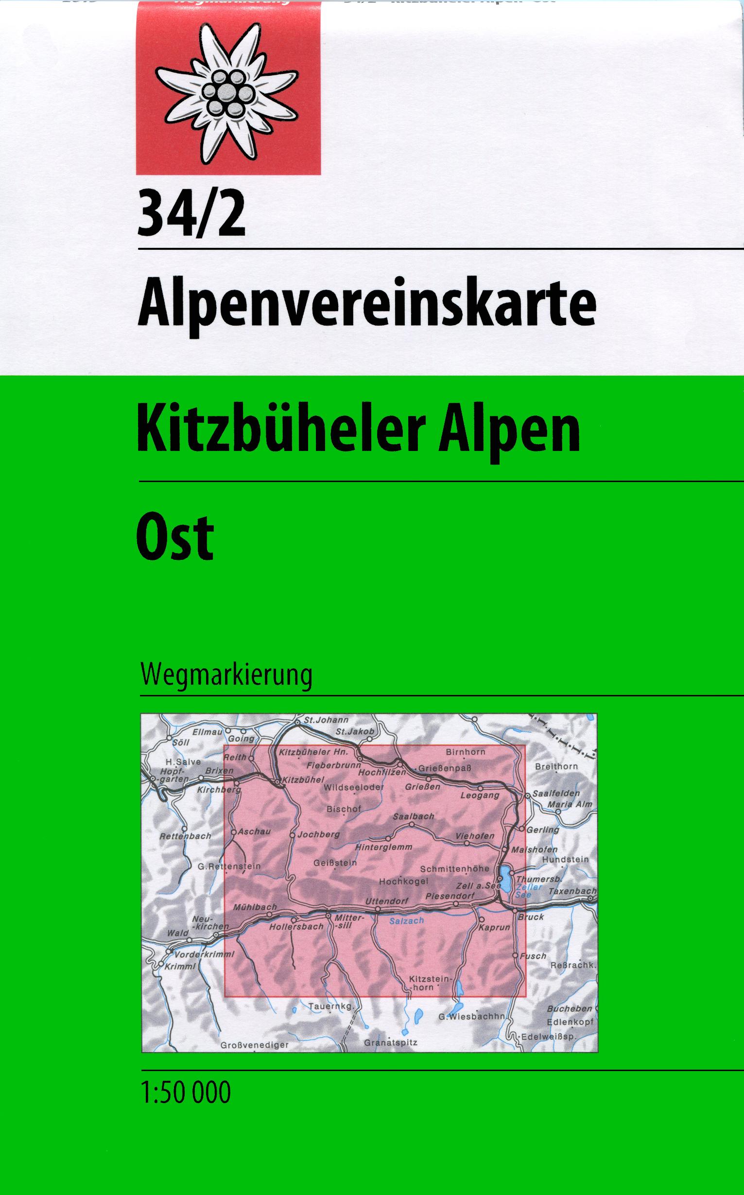 DAV Alpenvereinskarte 34/2 Kitzbüheler Alpen Ost 1 : 50 000 Wegmarkierungen