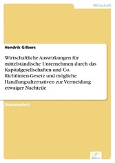 Wirtschaftliche Auswirkungen für mittelständische Unternehmen durch das Kapitalgesellschaften und Co. Richtlinien-Gesetz und mögliche Handlungsalternativen zur Vermeidung etwaiger Nachteile