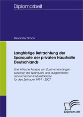 Langfristige Betrachtung der Sparquote der privaten Haushalte Deutschlands