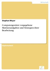 Computergestützt vorgegebene Matrizenaufgaben und Strategien ihrer Bearbeitung