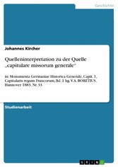 Quelleninterpretation zu der Quelle 'capitulare missorum generale'