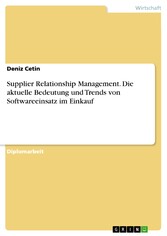 Supplier Relationship Management. Die aktuelle Bedeutung und Trends von Softwareeinsatz im Einkauf