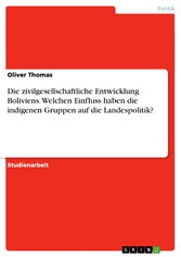 Die zivilgesellschaftliche Entwicklung Boliviens. Welchen Einfluss haben die indigenen Gruppen auf die Landespolitik?