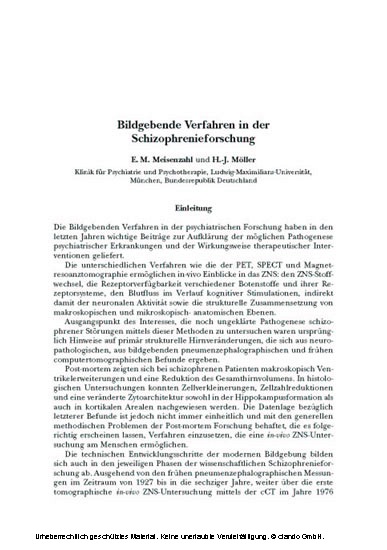 Aktuelle Aspekte der Pathogenese und Therapie der Schizophrenie