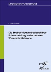 Die Beobachtbar/unbeobachtbar-Unterscheidung in der neueren Wissenschaftstheorie