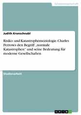 Risiko- und Katastrophensoziologie. Charles Perrows den Begriff 'normale Katastrophen' und seine Bedeutung für moderne Gesellschaften