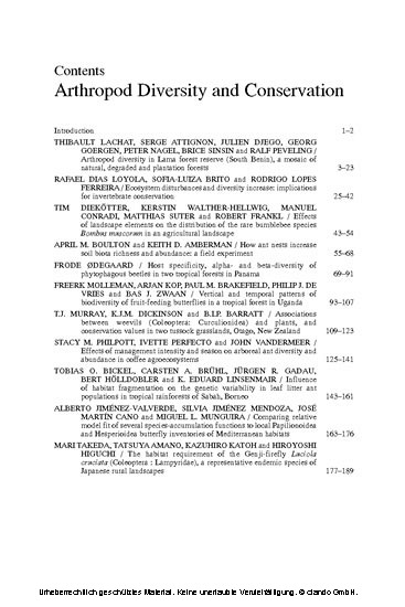 Arthropod Diversity and Conservation