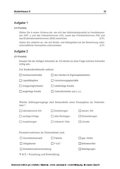 Klausurentraining Allgemeine BWL/ VWL für Fachwirte