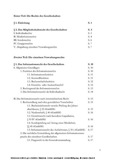 Individualkontrollrechte des GmbH-Gesellschafters