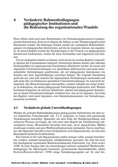 Veränderungsprozesse pädagogischer Institutionen