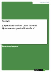 Jürgen Pafels Aufsatz 'Zum relativen Quantorenskopus im Deutschen'