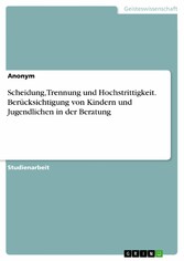 Scheidung, Trennung und Hochstrittigkeit. Berücksichtigung von Kindern und Jugendlichen in der Beratung