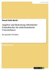 Angebot und Bedeutung öffentlicher Förderkredite für mittelständische Unternehmen