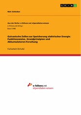 Galvanische Zellen zur Speicherung elektrischer Energie. Funktionsweise, Grundprinzipien und Akkumulatoren-Forschung