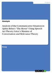 Analysis of the Communicative Situation in Aphra Behn's 'The Rover' Using Speech Act Theory, Grice's Maxims of Conversation and Relevance Theory