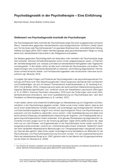 Diagnostische Verfahren in der Psychotherapie