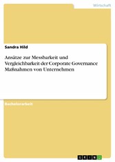 Ansätze zur Messbarkeit und Vergleichbarkeit der Corporate Governance Maßnahmen von Unternehmen