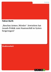 'Baschar, Armee, Mörder'. Inwiefern hat Assads Politik zum Staatszerfall in Syrien beigetragen?