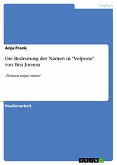 Die Bedeutung der Namen in 'Volpone' von Ben Jonson