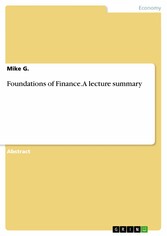 Foundations of Finance. A lecture summary