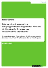 Können die mit generativen Fertigungsverfahren hergestellten Produkte die Einsatzanforderungen der Automobilindustrie erfüllen?